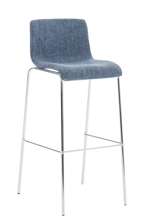 Barová stolička Hoover ~ látka, kovové nohy chróm - Modrá