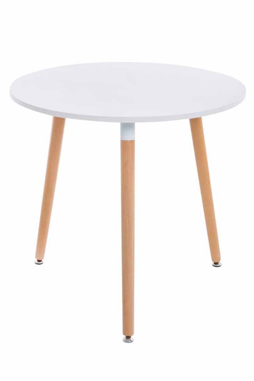 Jedálenský stôl okrúhly Angar, nohy natura ~ v75 x Ø80 cm - Biela