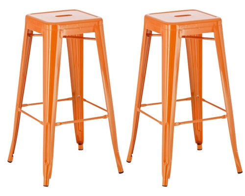 Kovová barová stolička Josh (SET 2 ks) - Oranžová