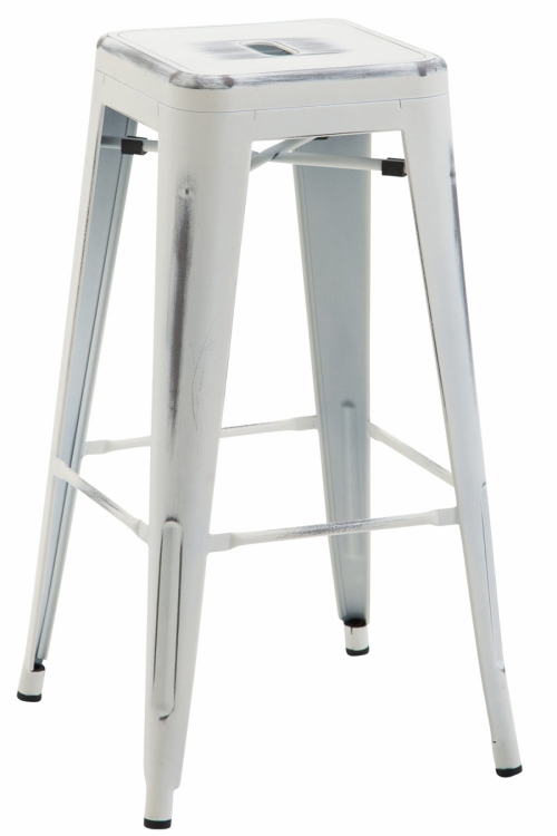 Kovová barová stolička Josh V2 - Biela antik