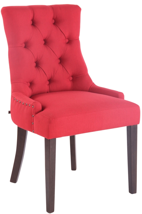 Jedálenská stolička Aberdeen ~ látka, drevené nohy antik tmavé - Červená