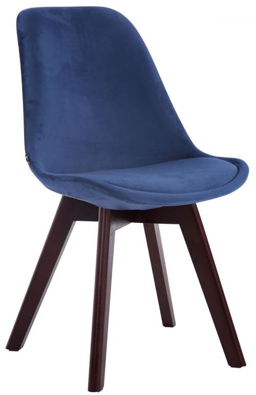 Stolička Borne V2 ~ zamat, drevené nohy orech - Modrá