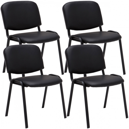 4x Stohovateľná konferenčná stolička Ken koženka - Čierna