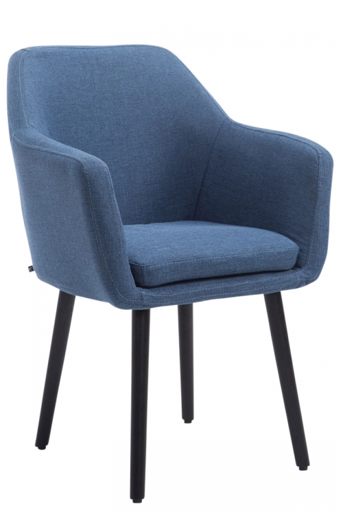 Jedálenská stolička Utrecht látka, nohy čierne - Modrá