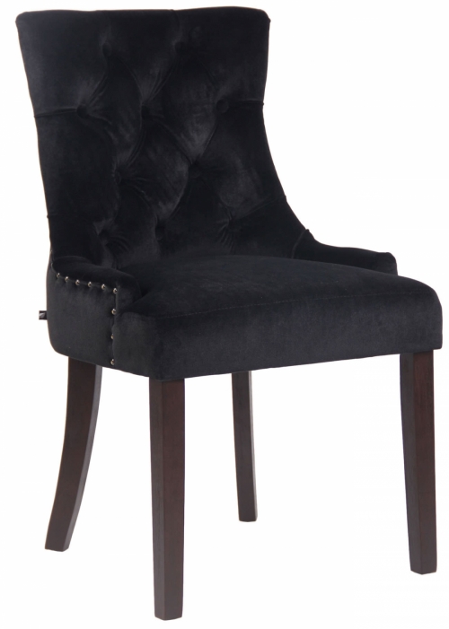 Jedálenská stolička Aberdeen ~ zamat, drevené nohy antik tmavé - Čierna