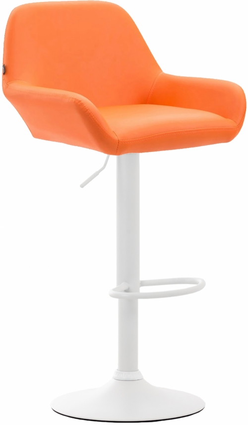 Barová stolička Braga ~ koženka, biela podnož - Oranžová
