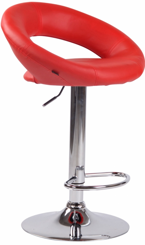 Barová stolička Olinda - koženka, chróm rám - červená