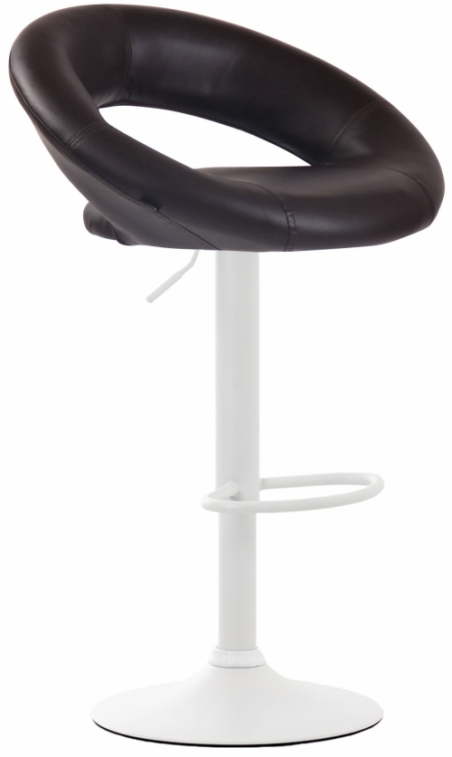 Barová stolička Olinda - koženka, biely rám - hnedá