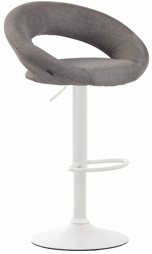 Barová stolička Olinda - látka, biely rám - sivá