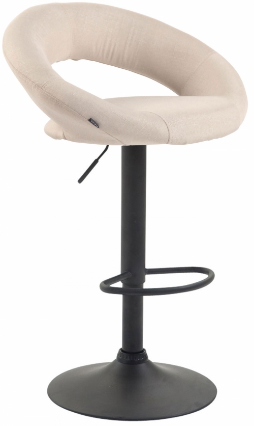 Barová stolička Olinda - látka, čierny rám - krémová