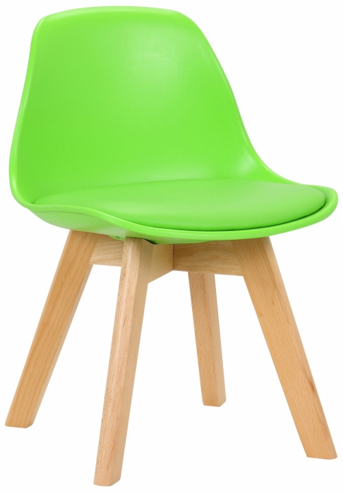 Detská stolička Lindi ~ plast, drevené nohy natura - Zelená