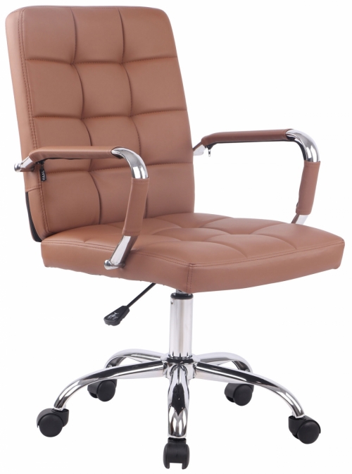 Kancelárska stolička D-Pro ~ koženka - Svetlo hnedá