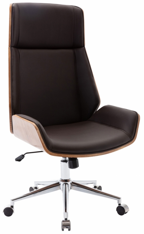 Kancelárska stolička Breda ~ koženka, drevo orech - Hnedá