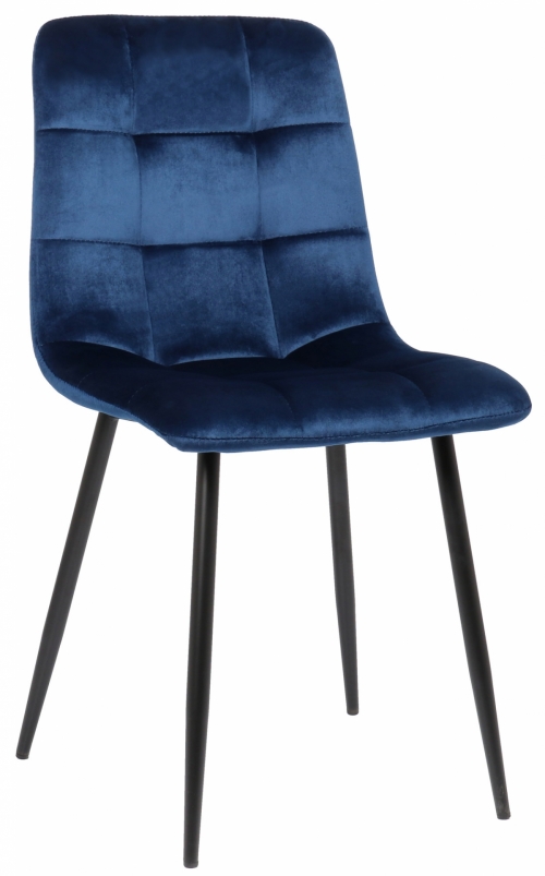 Jedálenská stolička Tilde ~ zamat, kovové nohy čierne - Modrá