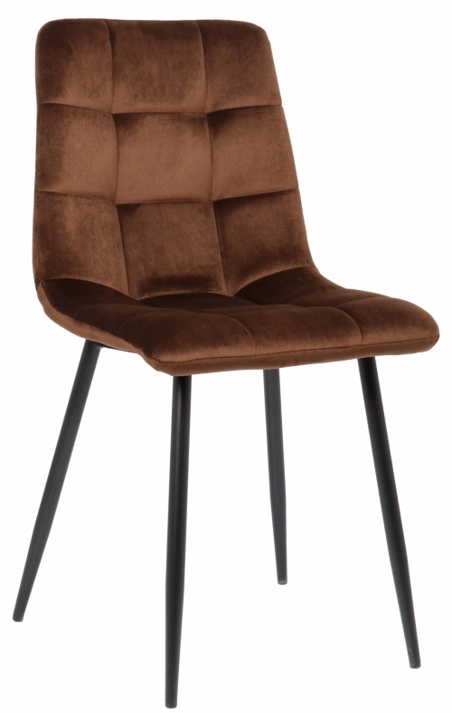 Jedálenská stolička Tilde ~ zamat, kovové nohy čierne - Hnedá