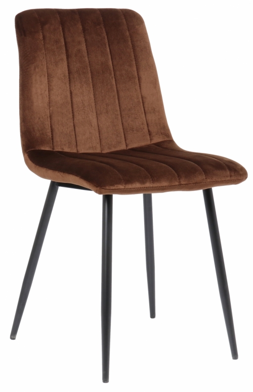 Jedálenská stolička Dijon ~ zamat, kovové nohy čierne - Hnedá