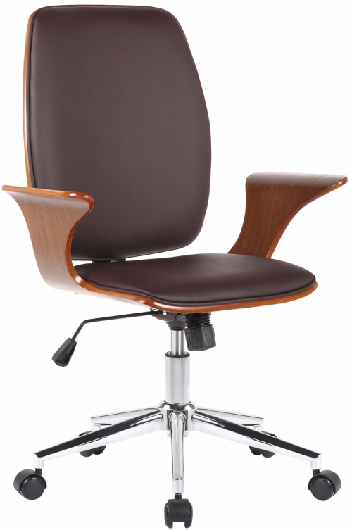 Kancelárska stolička Burbank ~ koženka, drevo orech - Hnedá