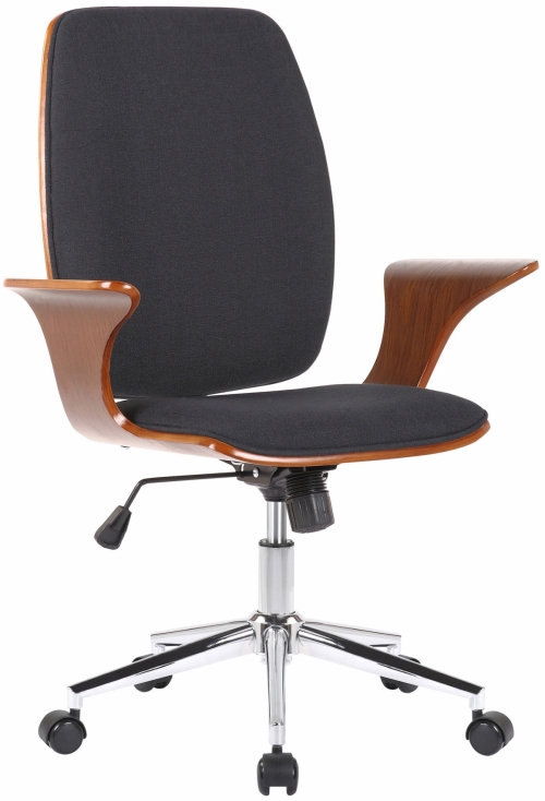 Kancelárska stolička Burbank ~ látka, drevo orech - Čierna