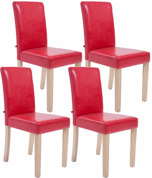 Jedálenská stolička Inn, nohy natura (SET 4 ks) - Červená
