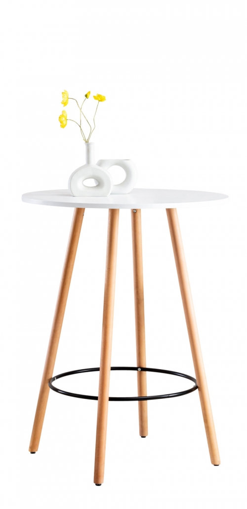 Barový stôl Nerja natura, okrúhly ~ v107 x 80 x 80 cm - Biela