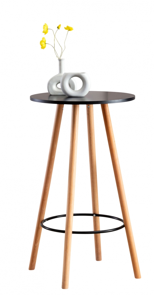 Barový stôl Mijas natura, okrúhly ~ v107 x 60 x 60 cm - Čierna