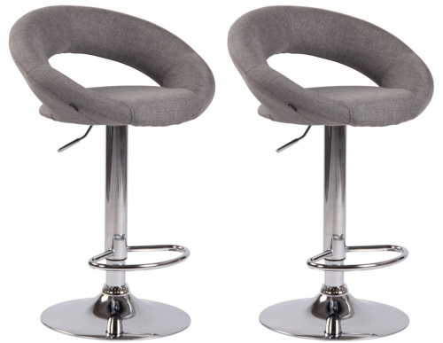 2x Barová stoličkaOlinda - látka, chróm rám - sivá