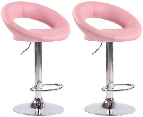 2x Barová stoličkaOlinda - koženka, chróm rám - ružová