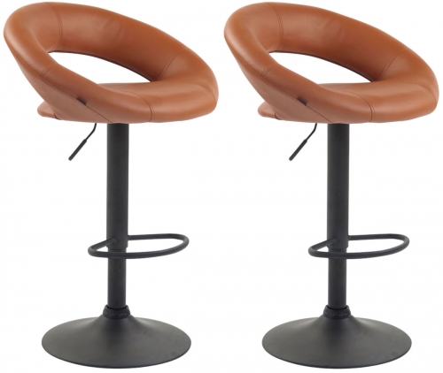 2x Barová stoličkaOlinda - koženka, čierny rám - svetlohnedá