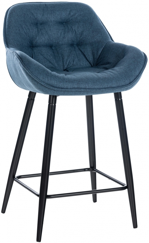 Barová stolička Gibson ~ látka, kovové nohy čierne - Modrá