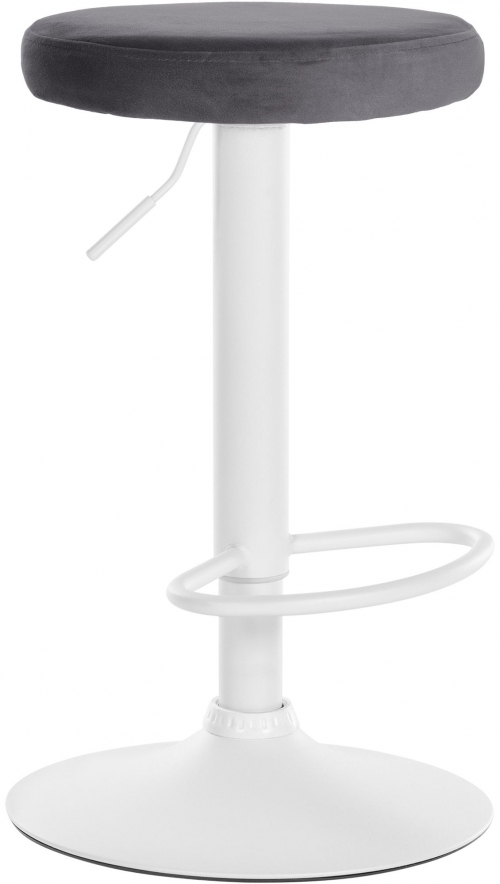 Barová stolička Ponte - zamat, biely rám - Tmavo sivá