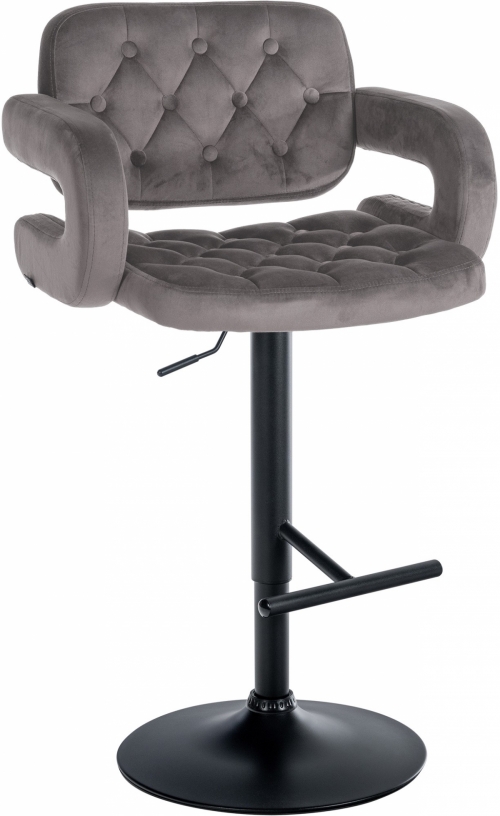Barová stolička Dublin - zamat, čierny rám - Sivá