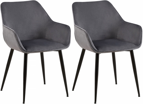 Set 2 jedálenských stoličiek Vessa zamat - tmavošedá