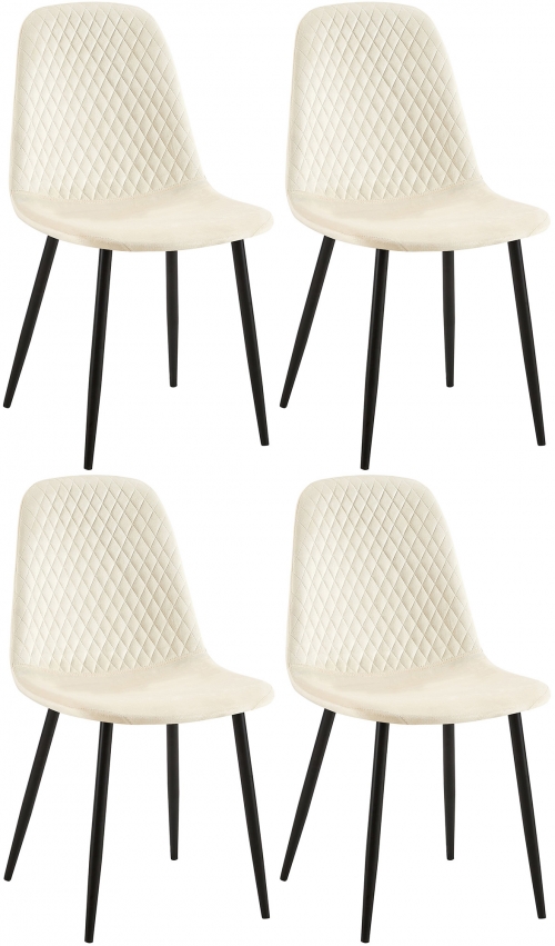 4x Stolička Giverny zamat - krémová