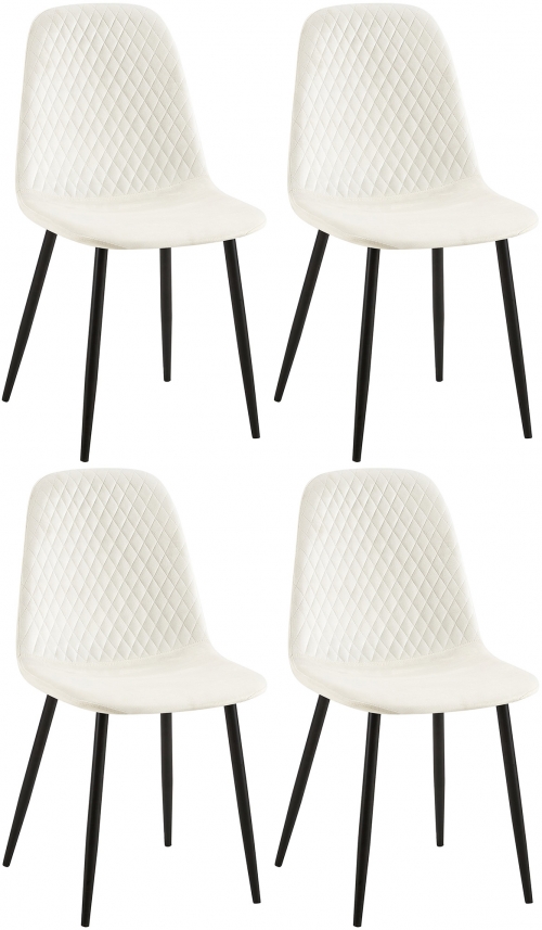 4x Stolička Giverny zamat - krémovo biela