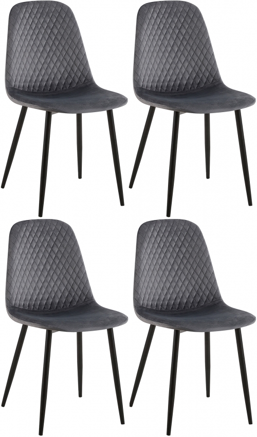 4x Stolička Giverny zamat - tmavo šedá
