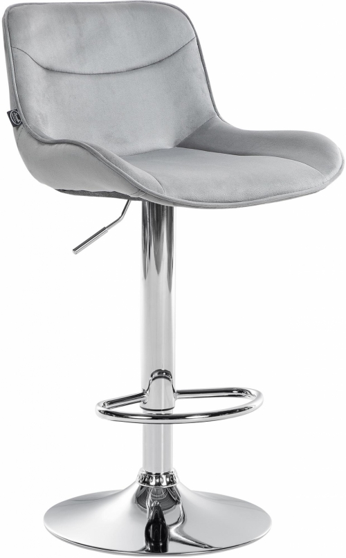 Barová stolička Vonore - zamat, chróm rám - Sivá