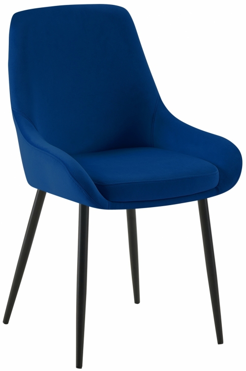 Jedálenská stolička Elmira - zamat, čierny rám - Tmavo modrá