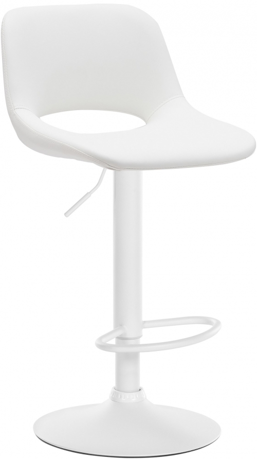 Barová stolička Camden - koženka, biely rám - Biela