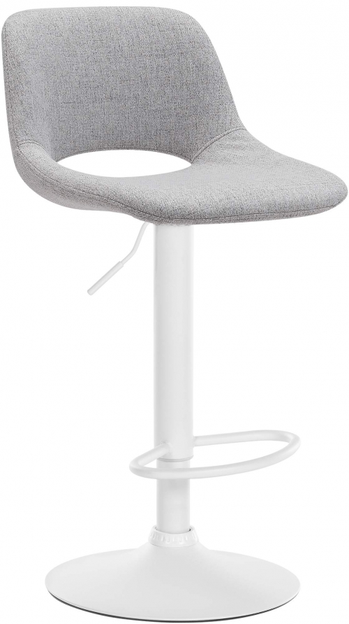 Barová stolička Camden - látka, biely rám - Svetlo sivá