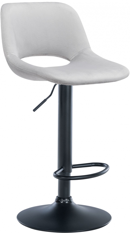 Barová stolička Camden - zamat, čierny rám - Svetlo sivá