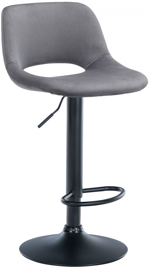 Barová stolička Camden - zamat, čierny rám - Tmavo sivá