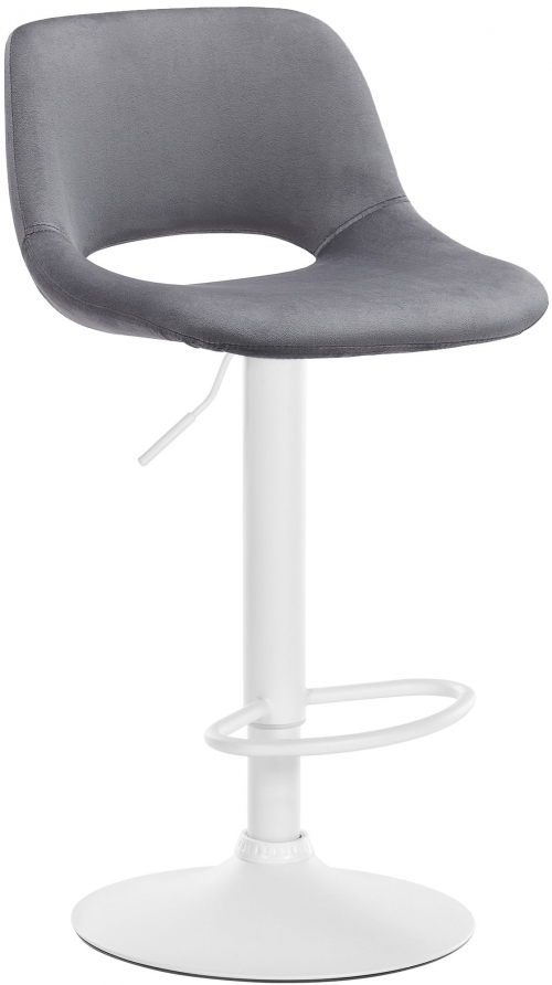 Barová stolička Camden - zamat, biely rám Tmavo sivá