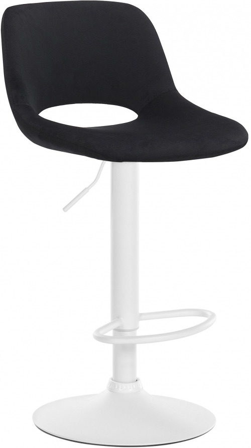 Barová stolička Camden - zamat, biely rám - Čierna
