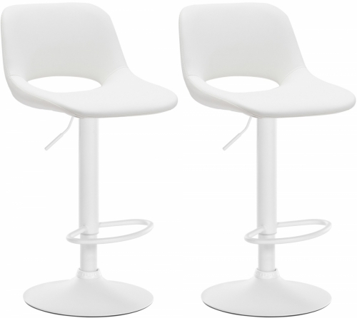 2x Barová stolička Camden - koženka, biely rám - Biela