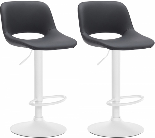 2x Barová stolička Camden - koženka, biely rám - Čierna