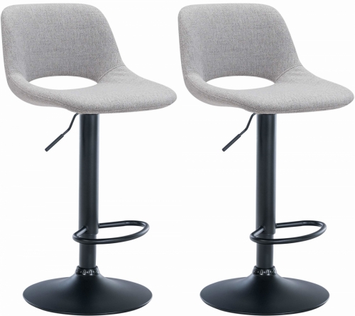 2x Barová stolička Camden - látka, čierny rám - Svetlo sivá