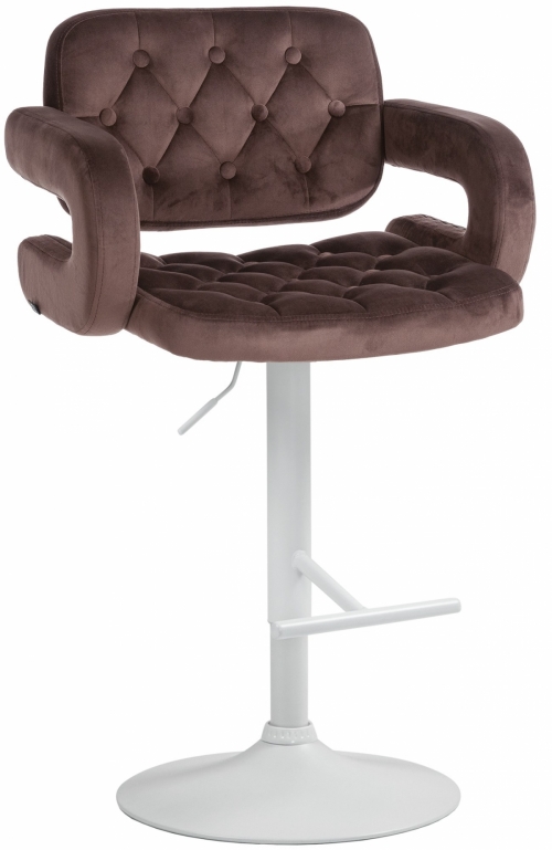 Barová stolička Dublin - zamat, biely rám Hnedá
