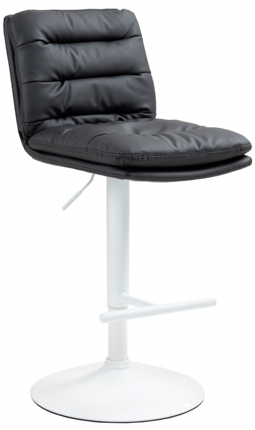 Barová stolička Damar - koženka, biely rám - čierna