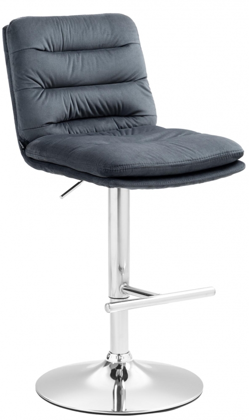 Barová stolička Damar - zamat, chróm rám - tmavo šedá