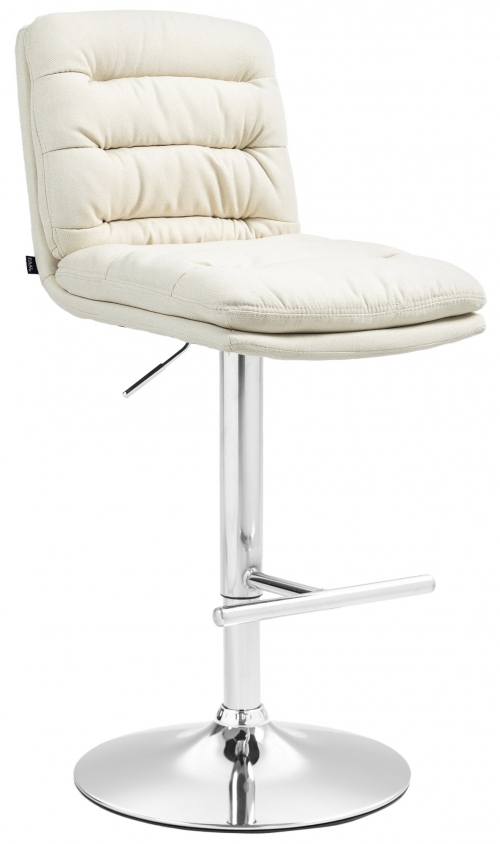 Barová stolička Damar - látka, chróm rám - krémová